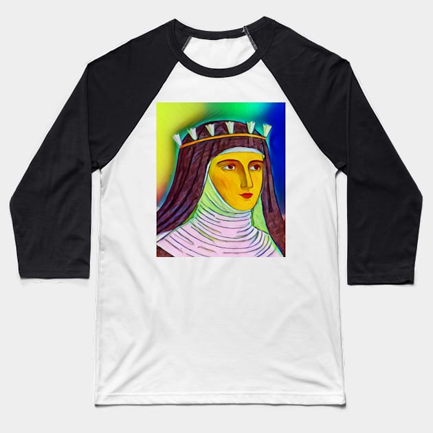 Hildegard of Bingen Colourful Portrait | Hildegard of Bingen Artwork 6 Baseball T-Shirt by JustLit